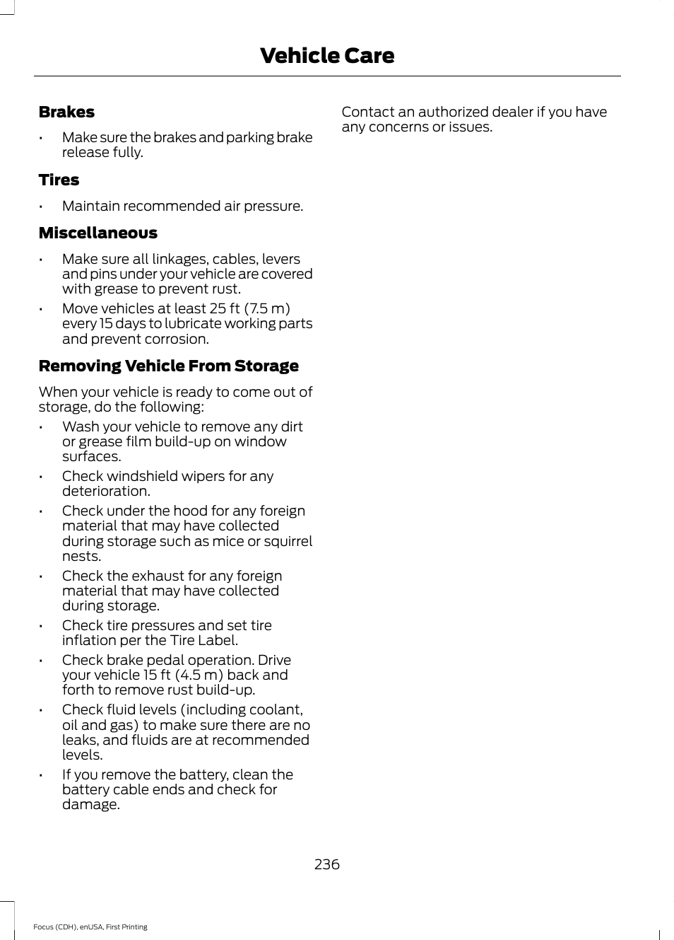 Vehicle care | FORD 2015 Focus User Manual | Page 239 / 453