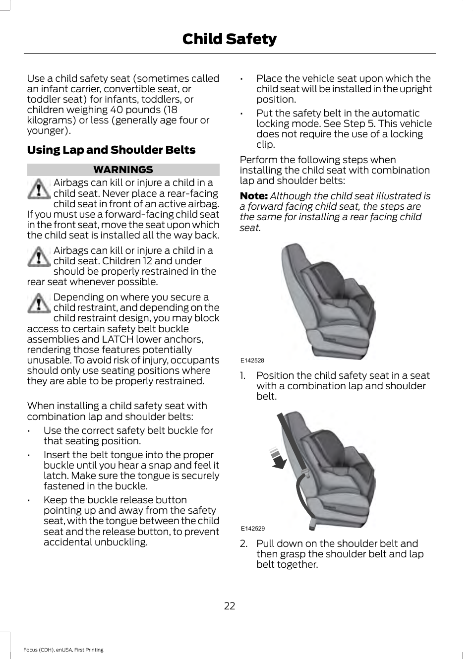 Child safety | FORD 2015 Focus User Manual | Page 25 / 453