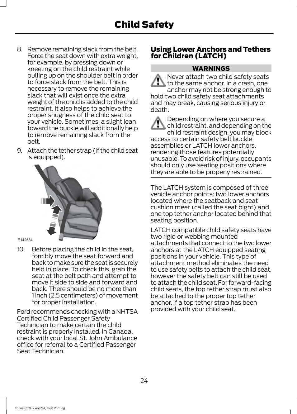 Child safety | FORD 2015 Focus User Manual | Page 27 / 453