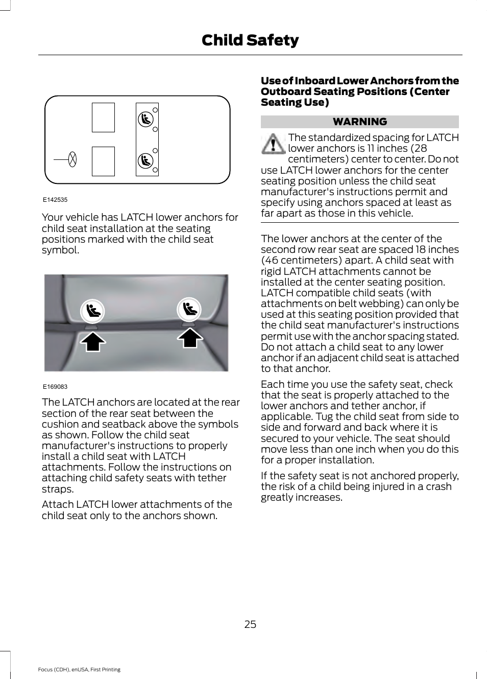 Child safety | FORD 2015 Focus User Manual | Page 28 / 453