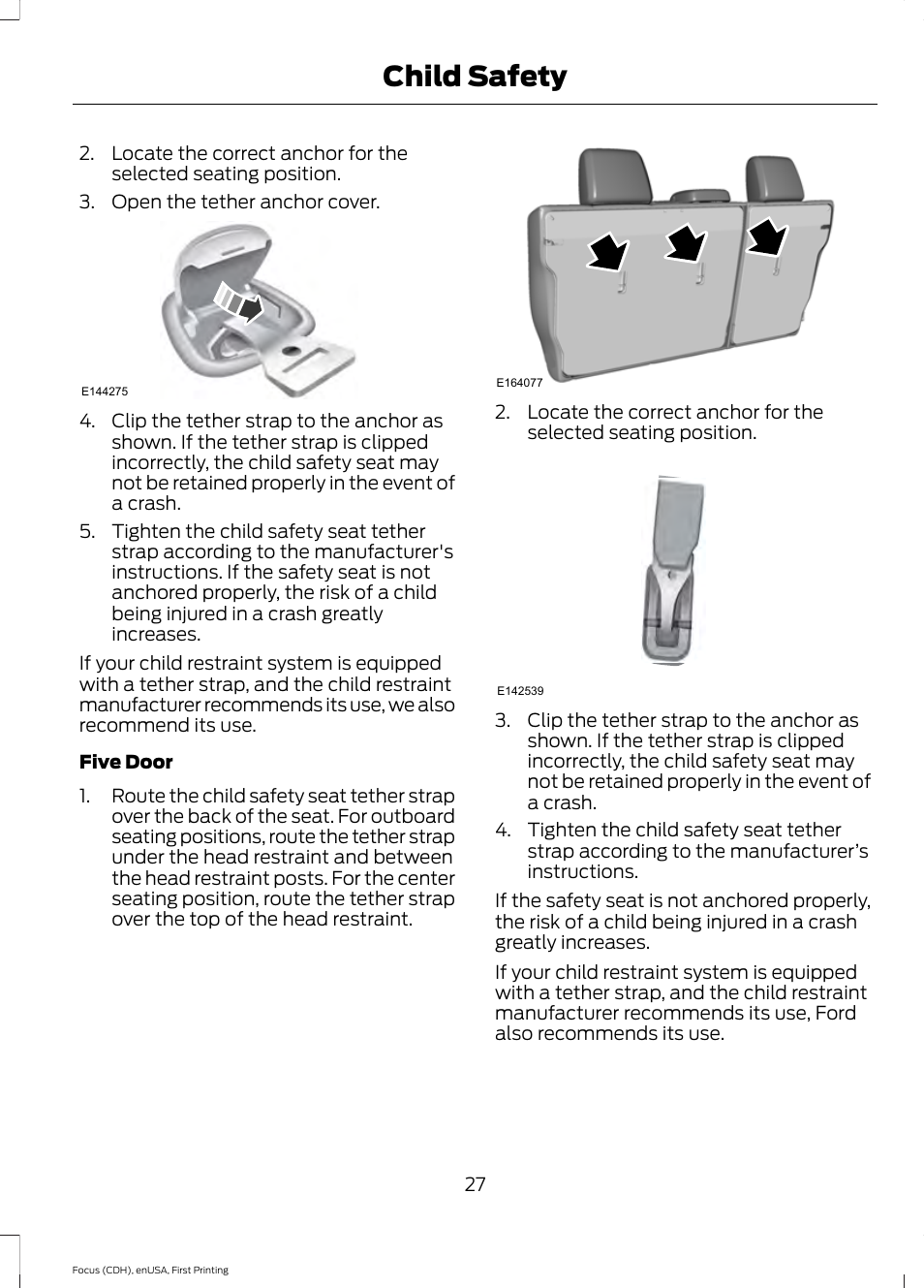 Child safety | FORD 2015 Focus User Manual | Page 30 / 453