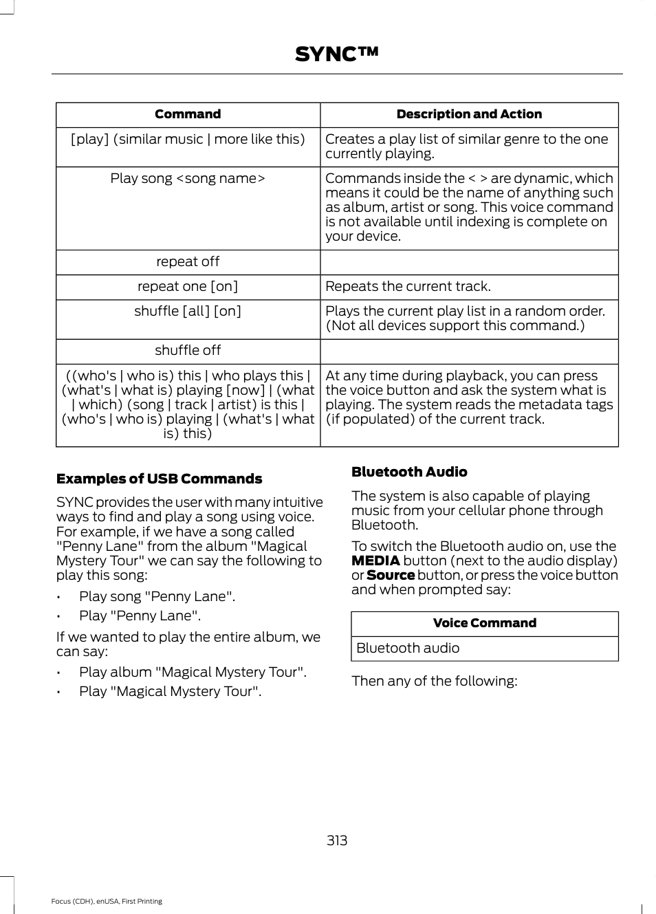 Sync | FORD 2015 Focus User Manual | Page 316 / 453