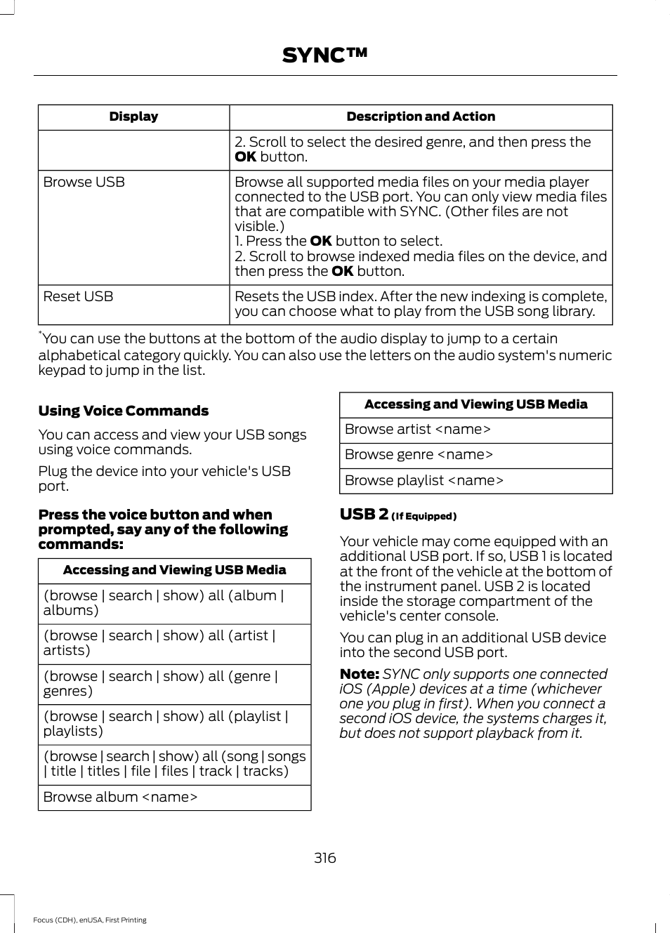 Sync | FORD 2015 Focus User Manual | Page 319 / 453