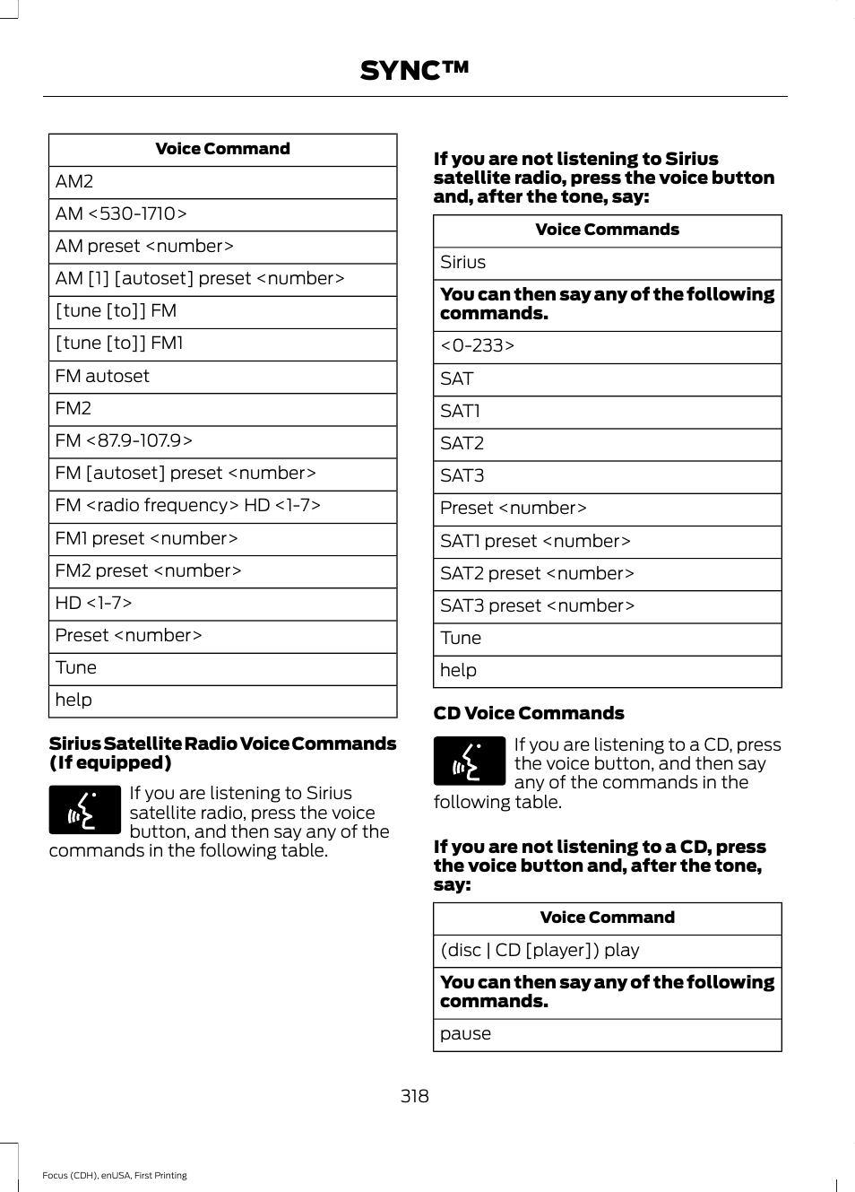 Sync | FORD 2015 Focus User Manual | Page 321 / 453