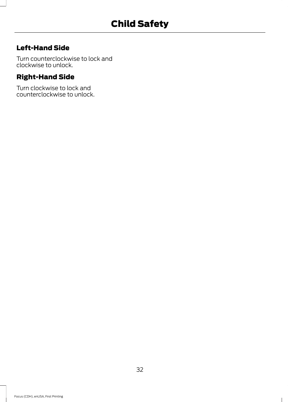 Child safety | FORD 2015 Focus User Manual | Page 35 / 453