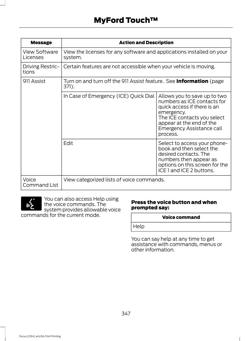 Myford touch | FORD 2015 Focus User Manual | Page 350 / 453