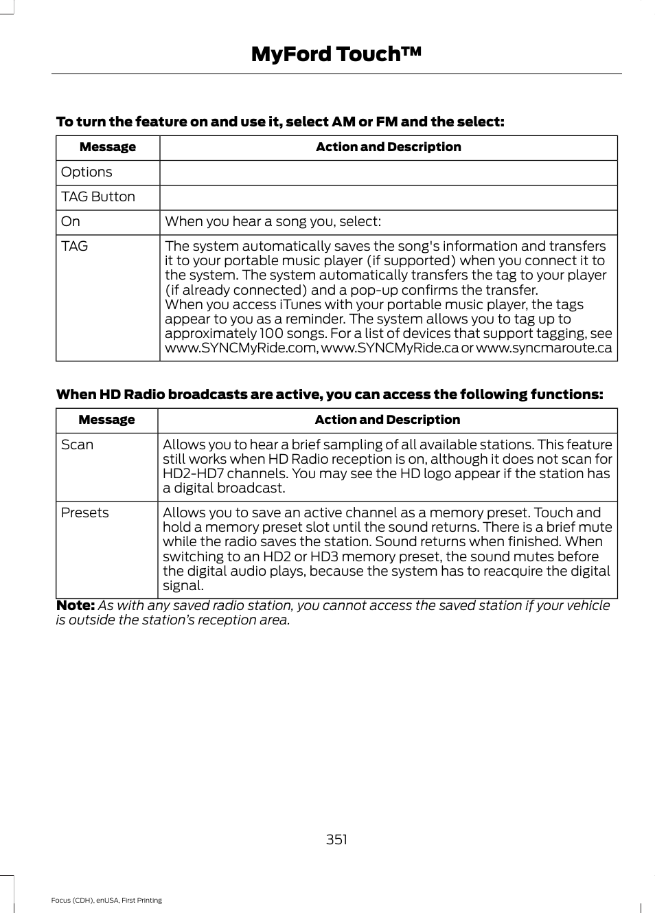 Myford touch | FORD 2015 Focus User Manual | Page 354 / 453