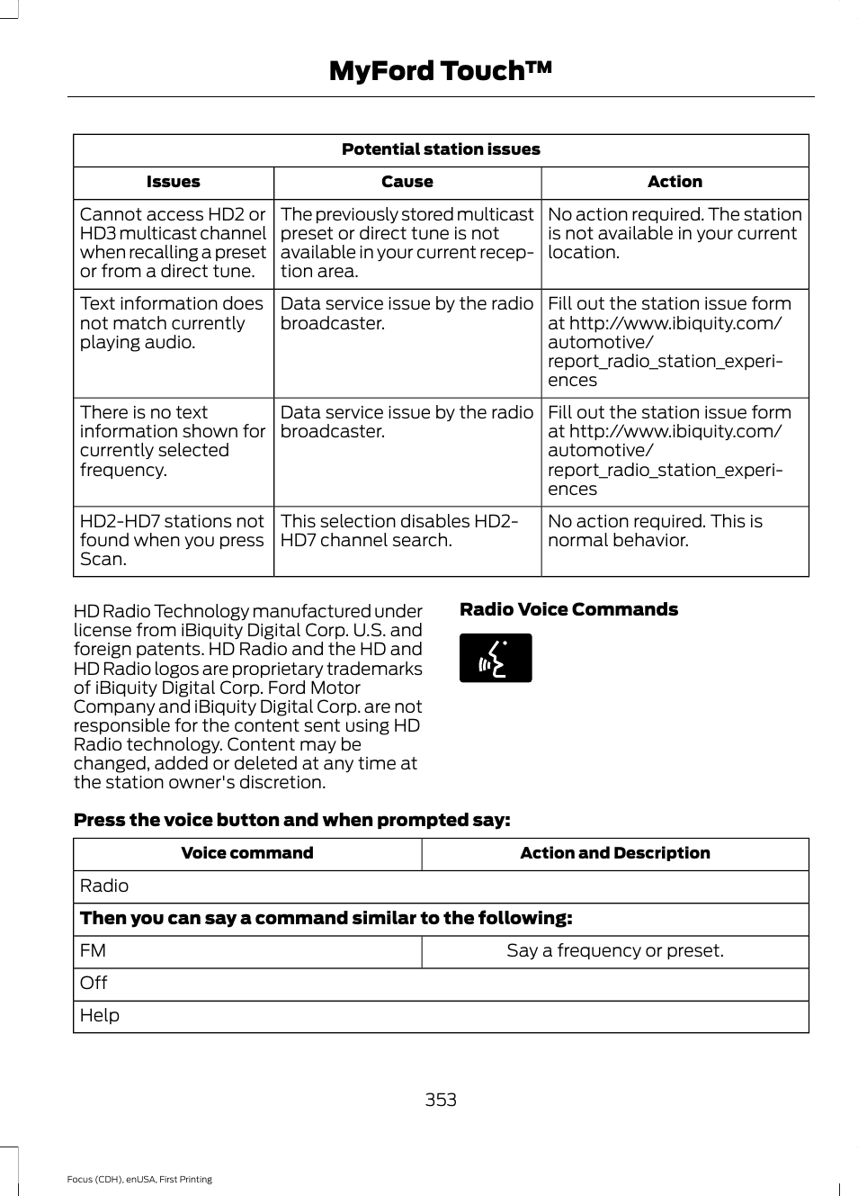 Myford touch | FORD 2015 Focus User Manual | Page 356 / 453