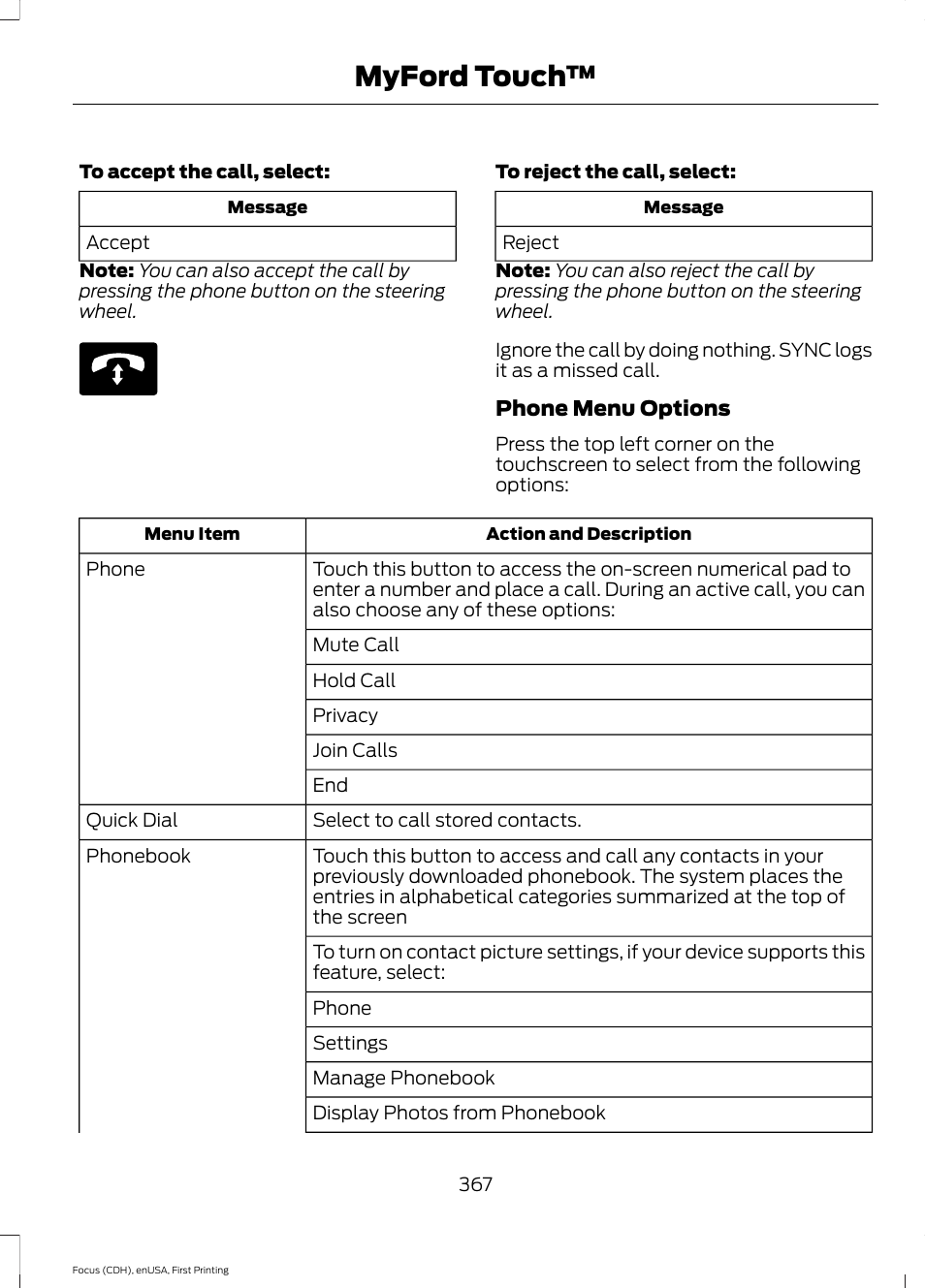 Myford touch | FORD 2015 Focus User Manual | Page 370 / 453