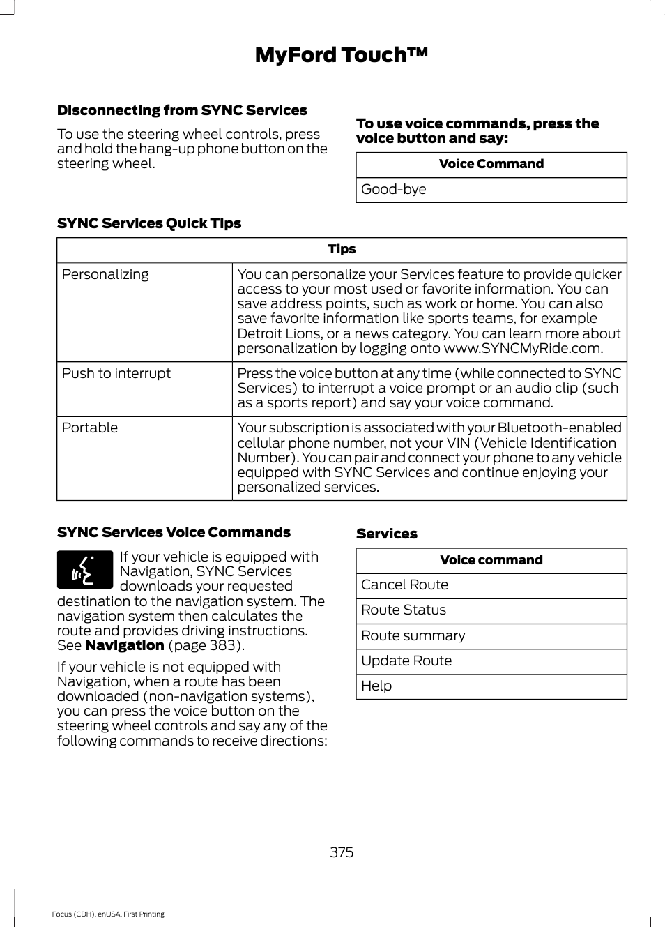 Myford touch | FORD 2015 Focus User Manual | Page 378 / 453