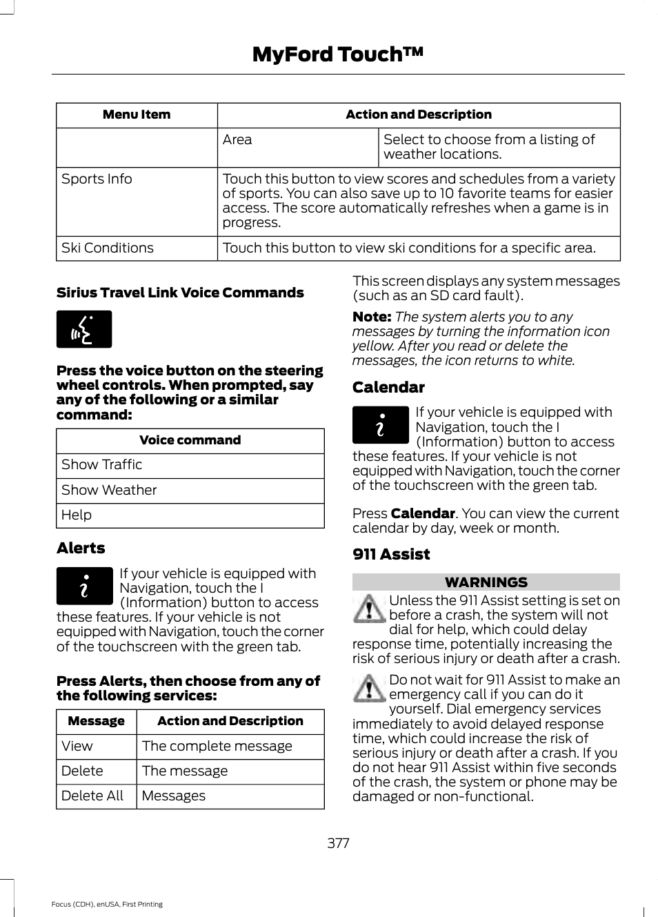 Myford touch | FORD 2015 Focus User Manual | Page 380 / 453