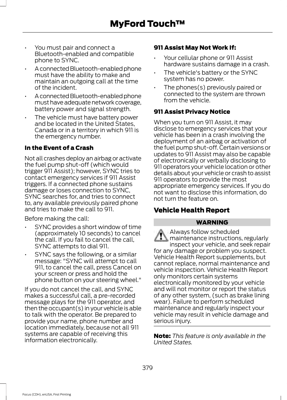 Myford touch | FORD 2015 Focus User Manual | Page 382 / 453