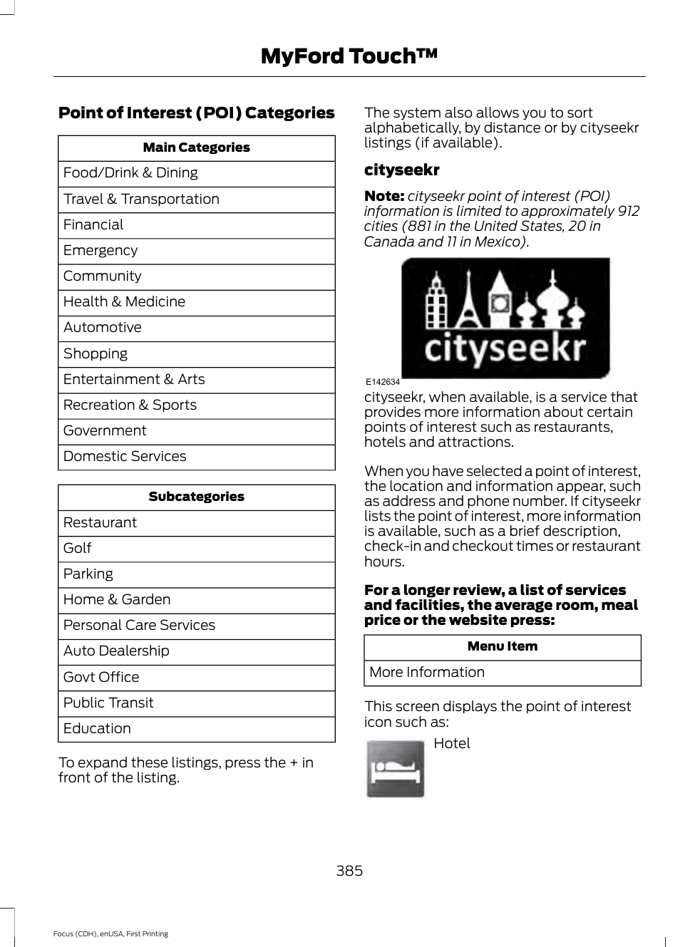 Myford touch | FORD 2015 Focus User Manual | Page 388 / 453