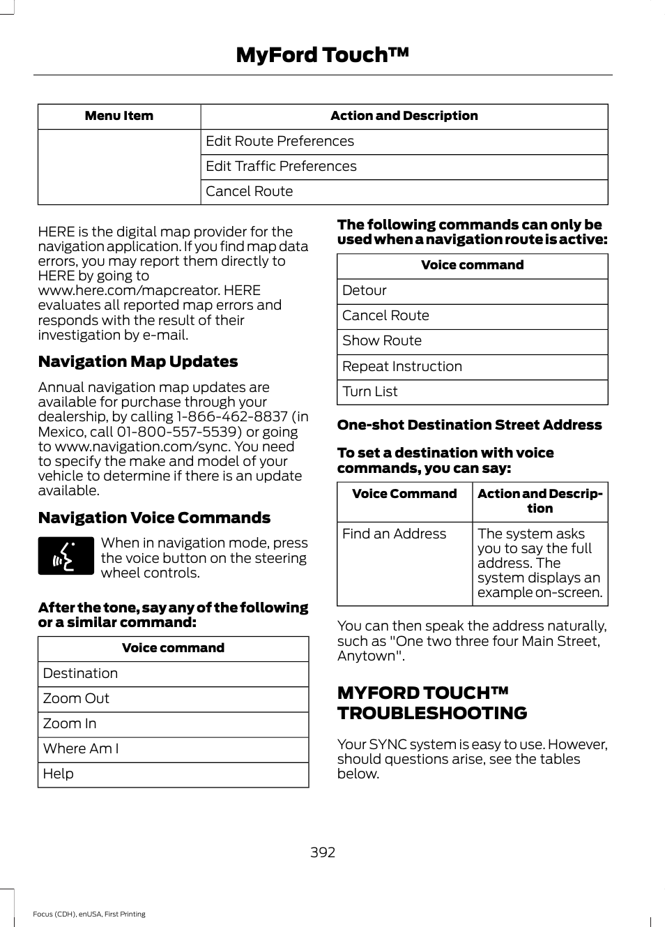 Myford touch™ troubleshooting, Myford touch | FORD 2015 Focus User Manual | Page 395 / 453