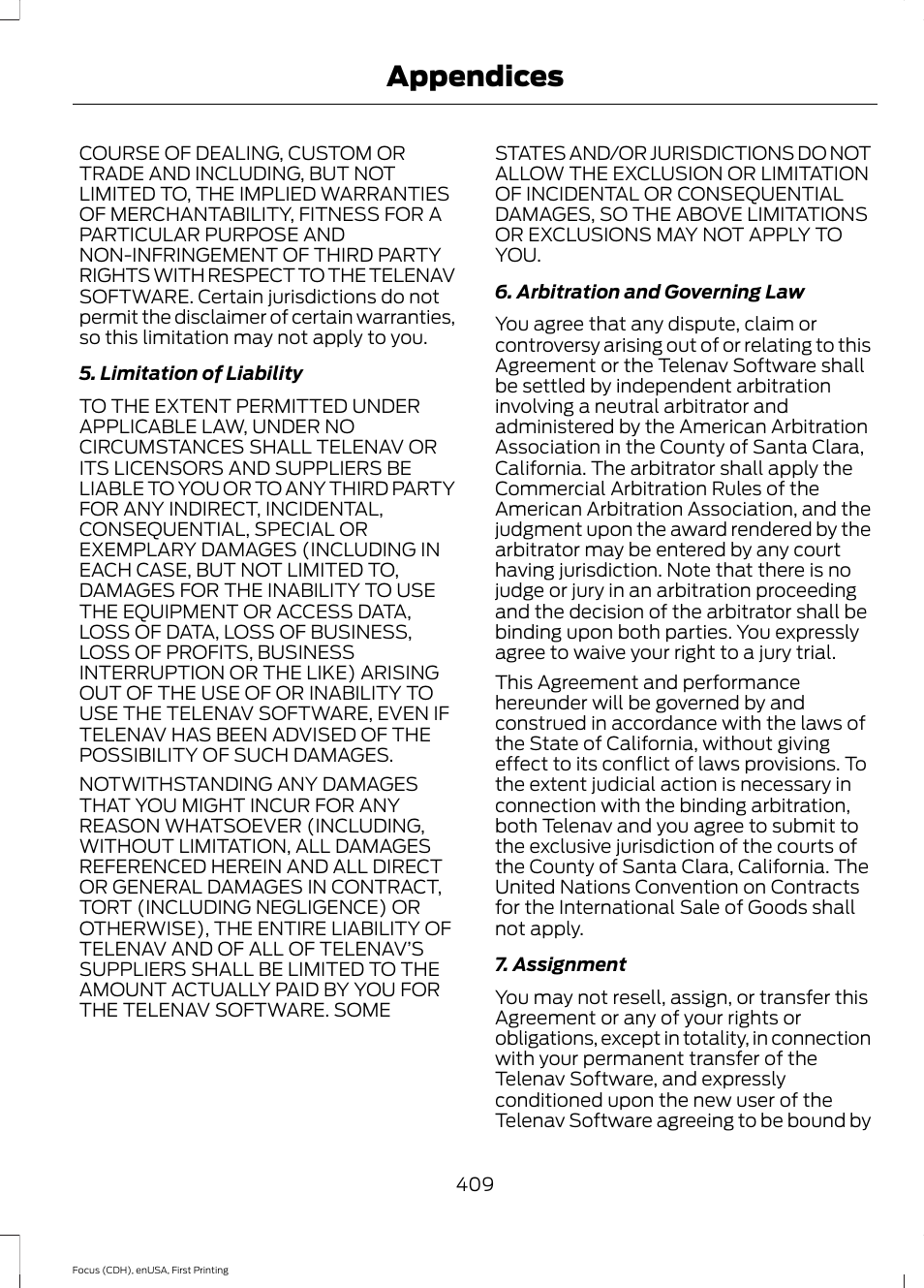 Appendices | FORD 2015 Focus User Manual | Page 412 / 453