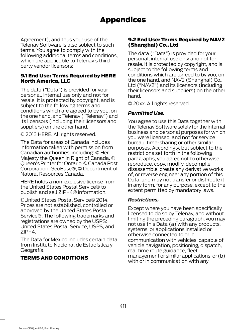Appendices | FORD 2015 Focus User Manual | Page 414 / 453