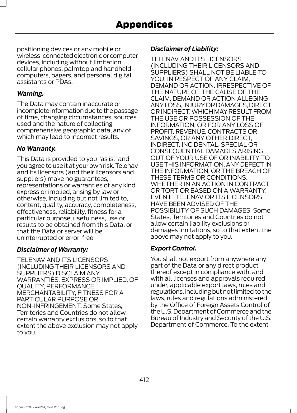 Appendices | FORD 2015 Focus User Manual | Page 415 / 453