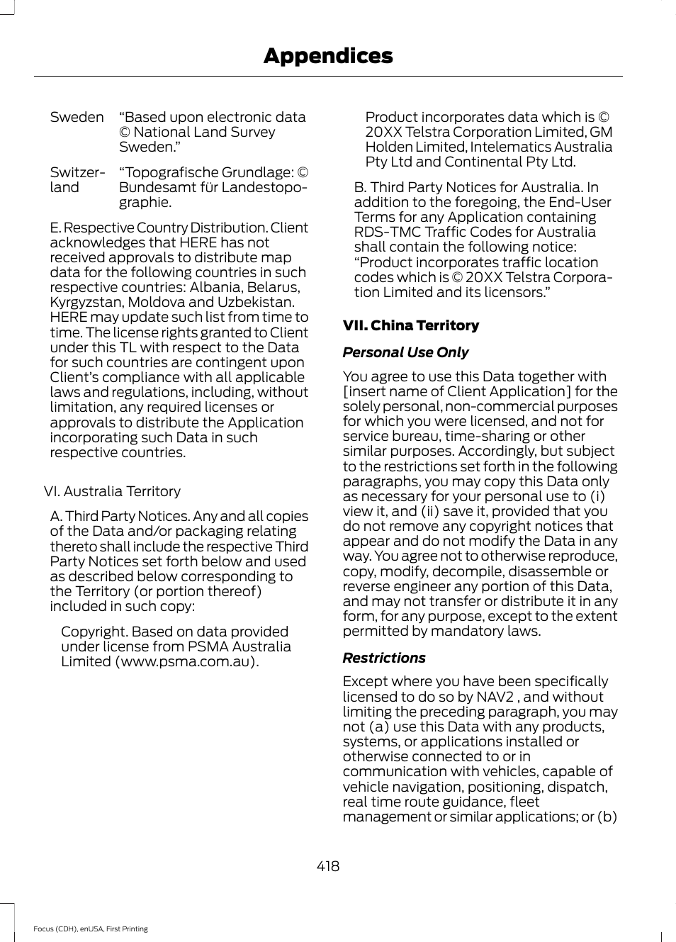 Appendices | FORD 2015 Focus User Manual | Page 421 / 453