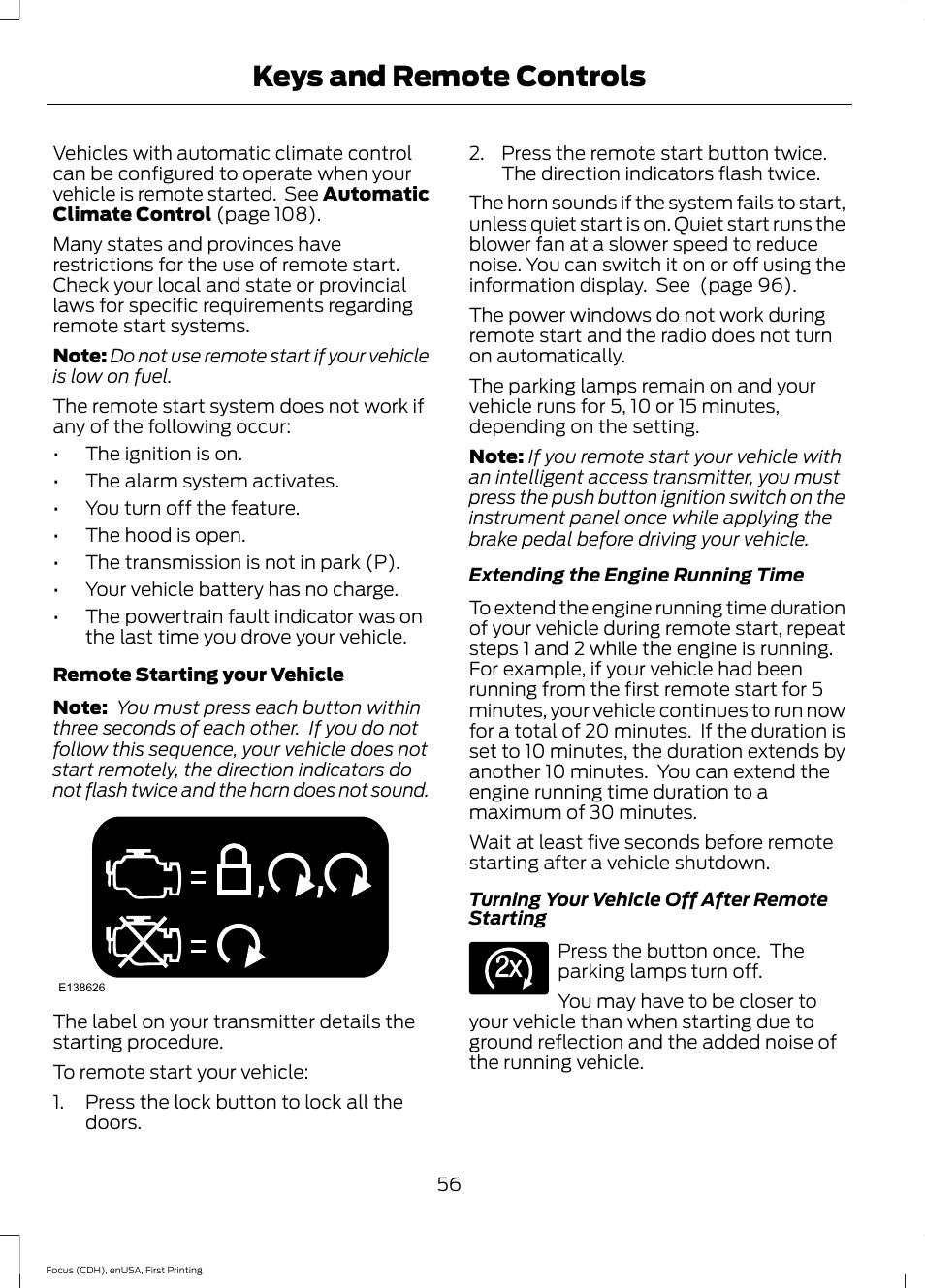 Keys and remote controls | FORD 2015 Focus User Manual | Page 59 / 453