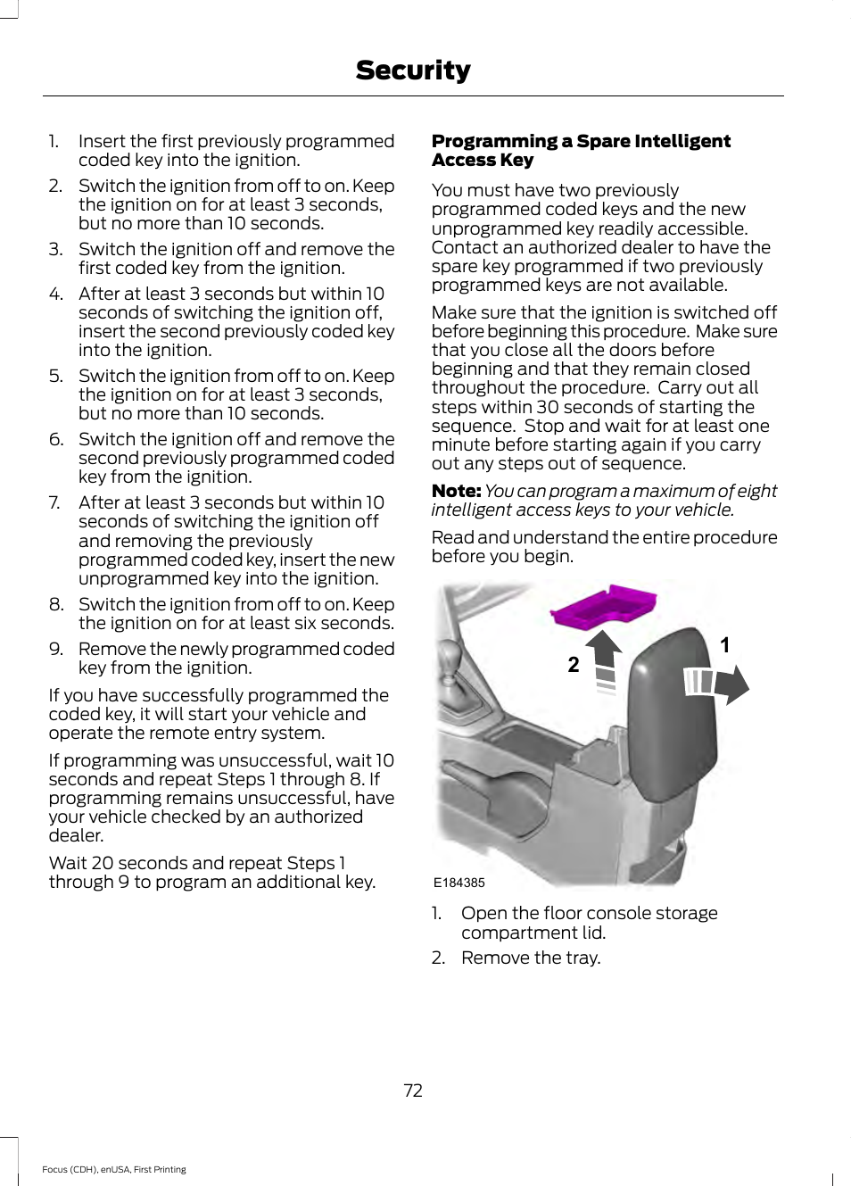 Security | FORD 2015 Focus User Manual | Page 75 / 453