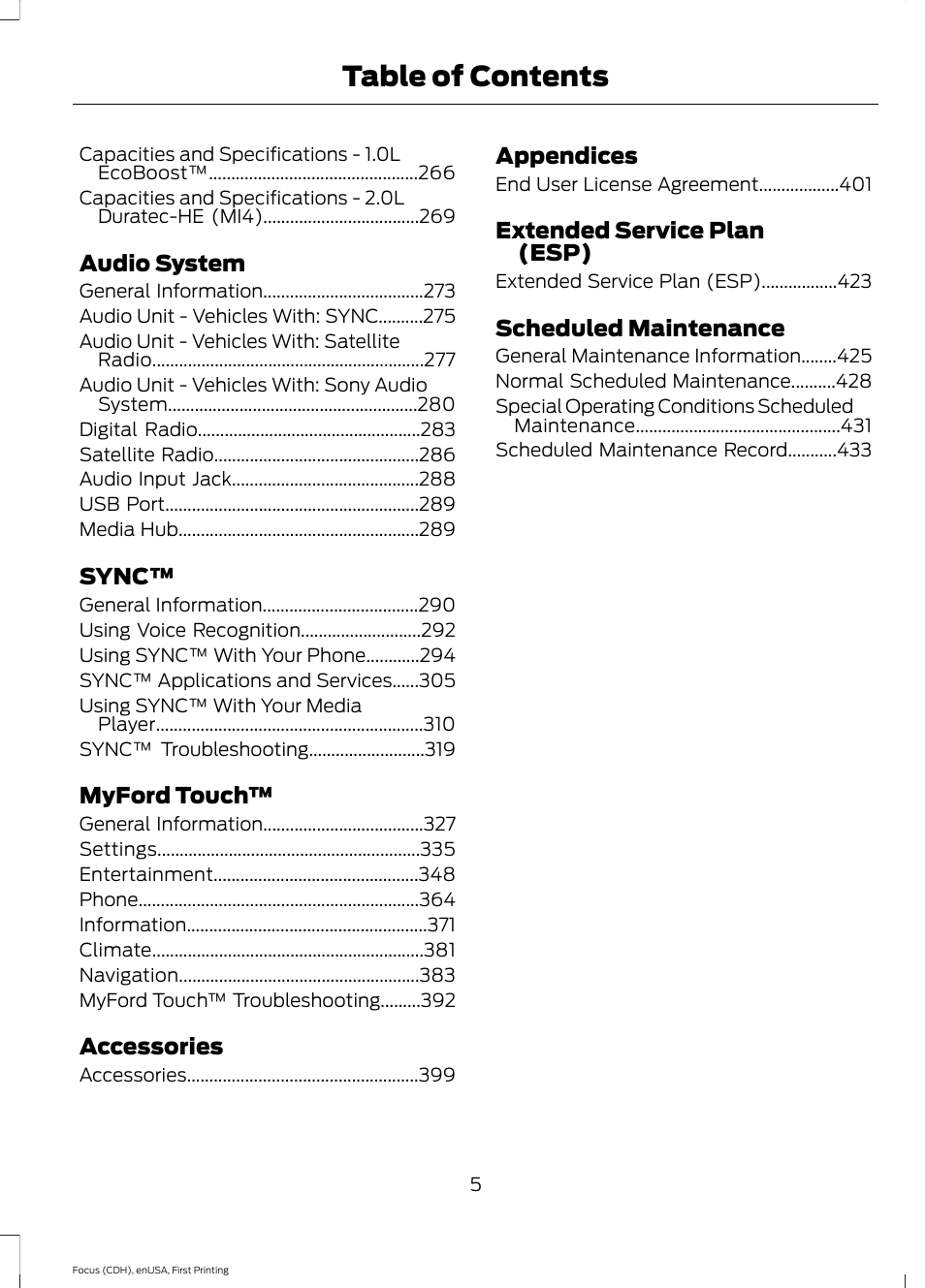 FORD 2015 Focus User Manual | Page 8 / 453