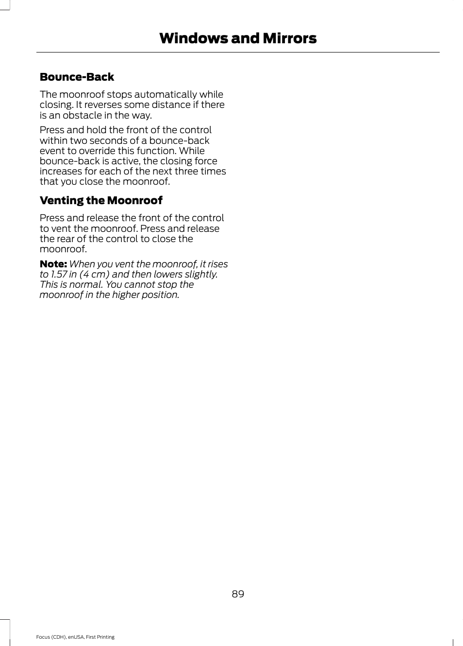 Windows and mirrors | FORD 2015 Focus User Manual | Page 92 / 453