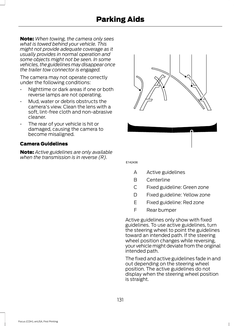 Parking aids | FORD 2015 Focus Electric User Manual | Page 134 / 369