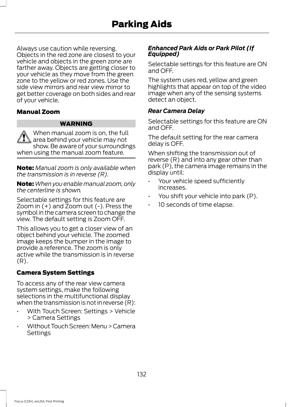 Parking aids | FORD 2015 Focus Electric User Manual | Page 135 / 369