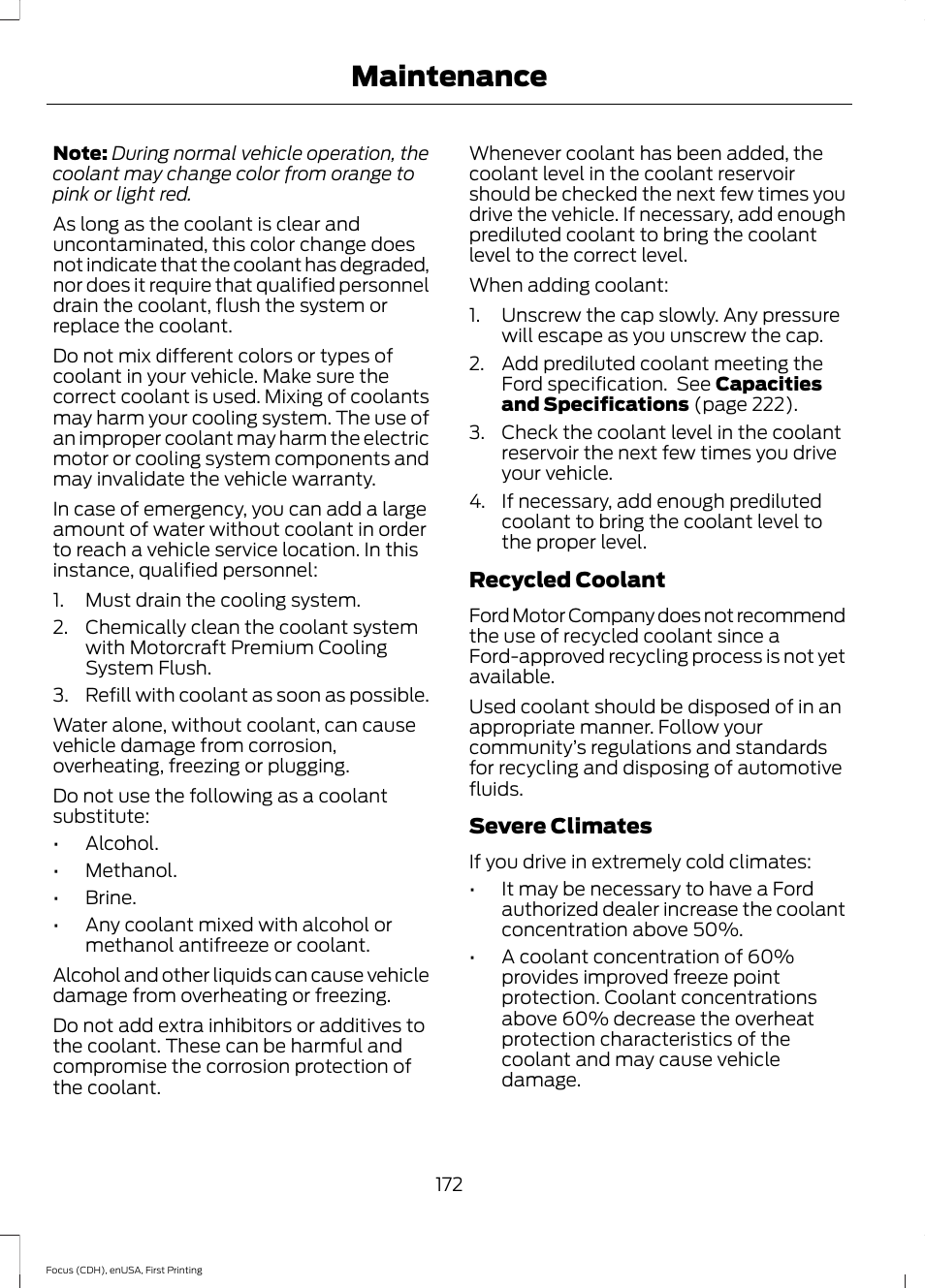 Maintenance | FORD 2015 Focus Electric User Manual | Page 175 / 369