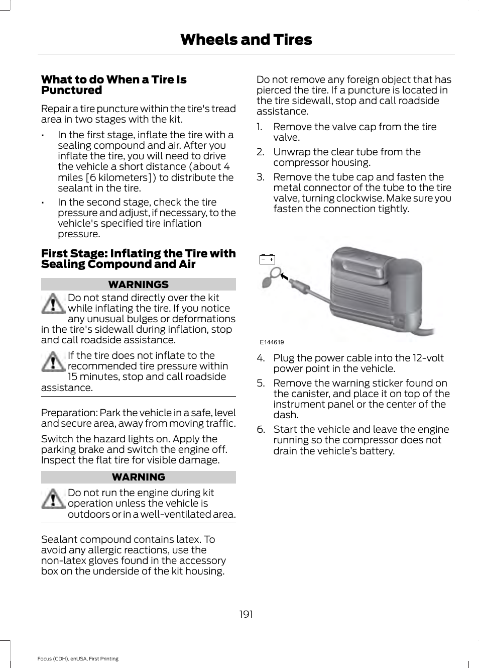 Wheels and tires | FORD 2015 Focus Electric User Manual | Page 194 / 369