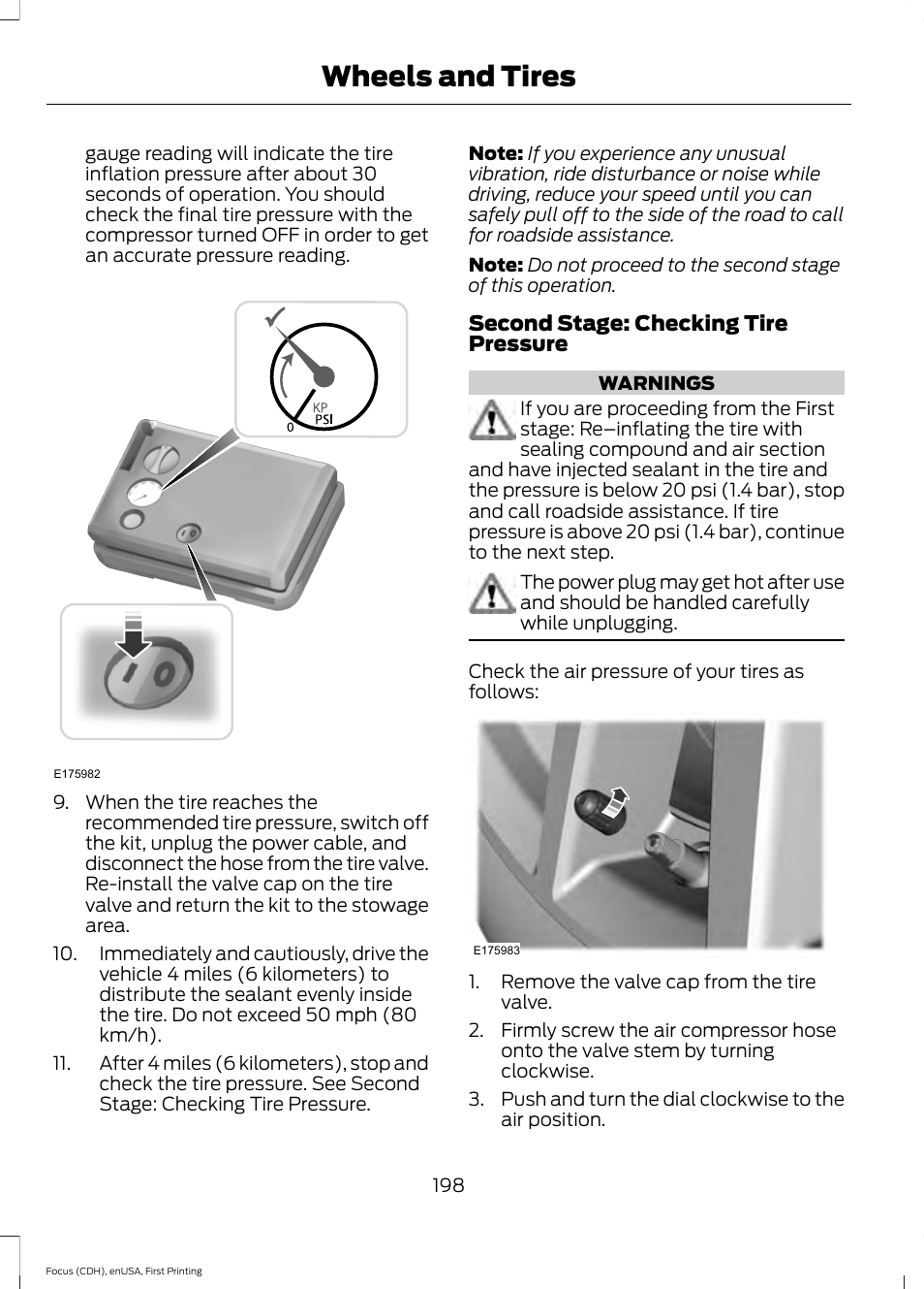 Wheels and tires | FORD 2015 Focus Electric User Manual | Page 201 / 369