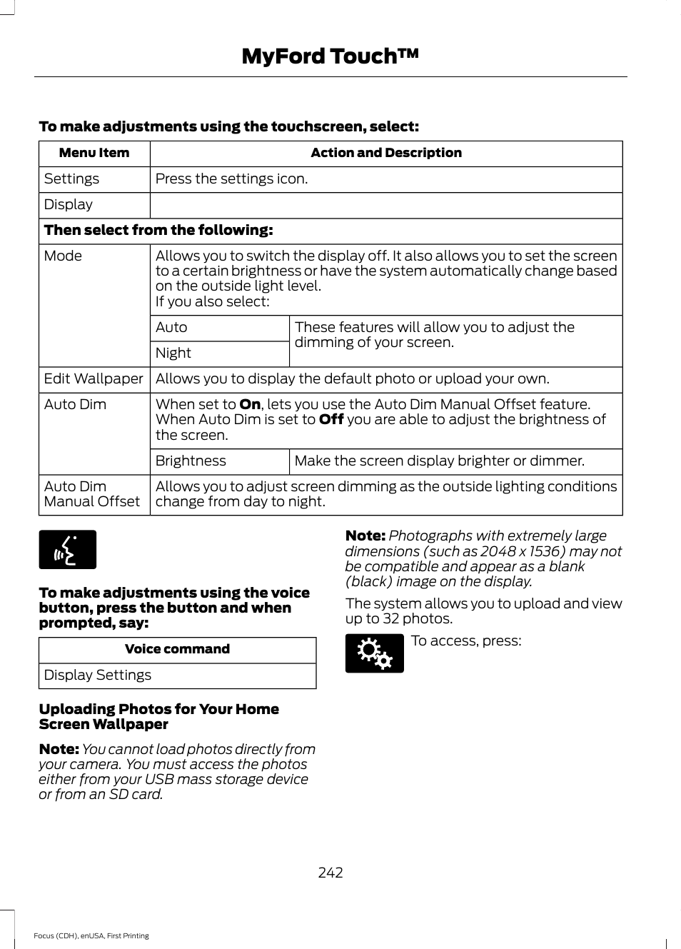 Myford touch | FORD 2015 Focus Electric User Manual | Page 245 / 369