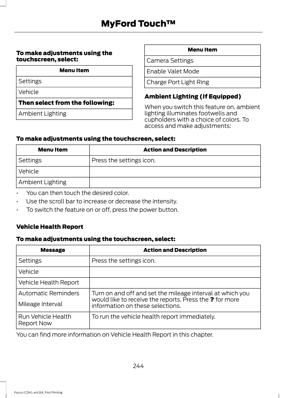 Myford touch | FORD 2015 Focus Electric User Manual | Page 247 / 369