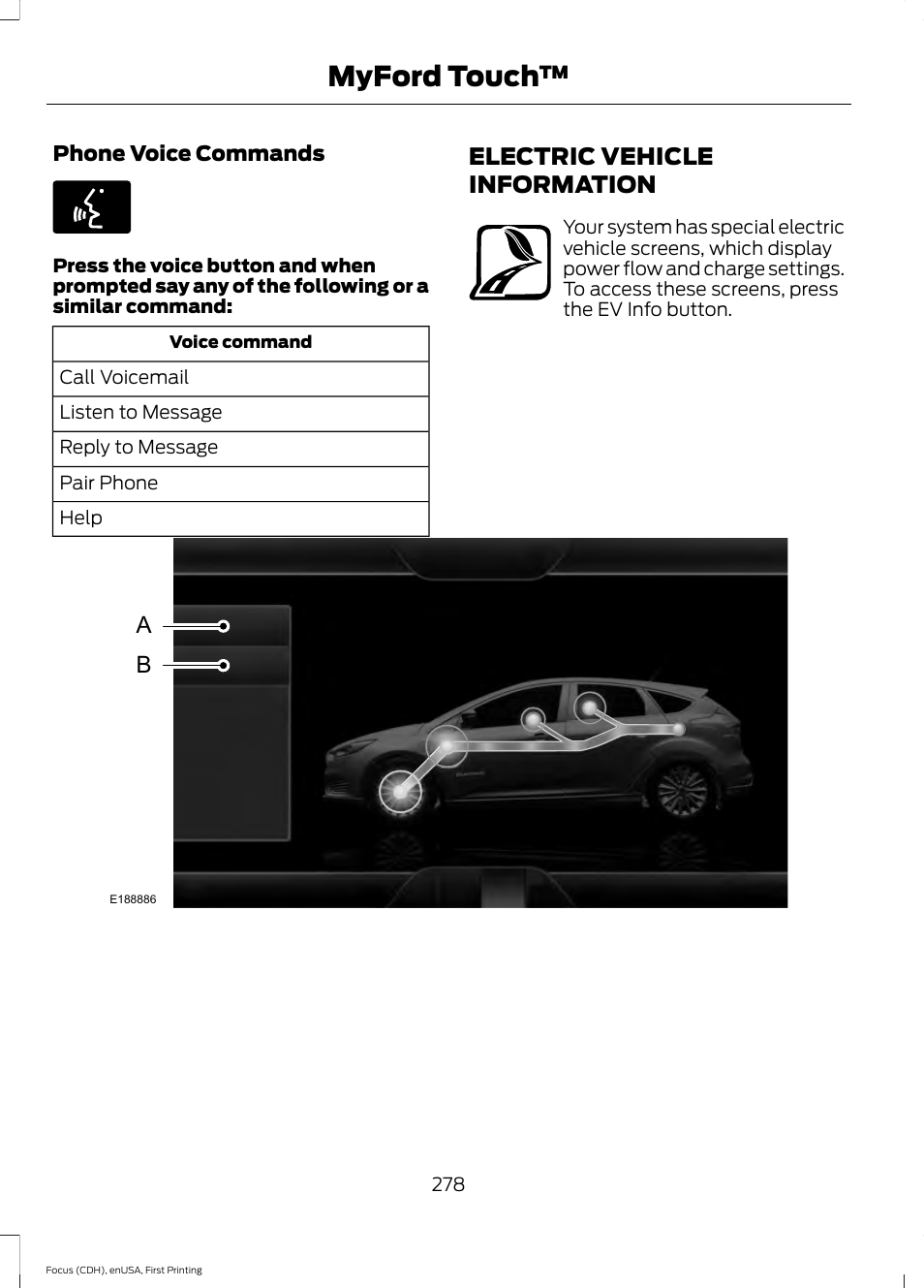 Electric vehicle information, Myford touch | FORD 2015 Focus Electric User Manual | Page 281 / 369