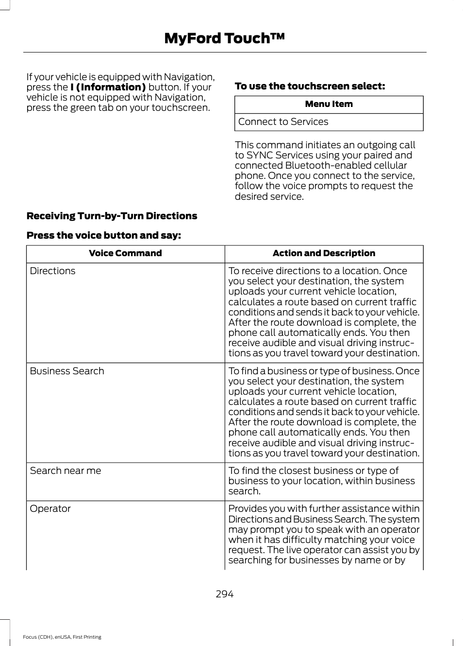 Myford touch | FORD 2015 Focus Electric User Manual | Page 297 / 369