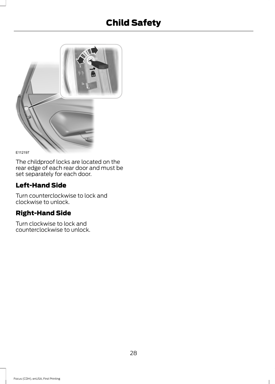 Child safety | FORD 2015 Focus Electric User Manual | Page 31 / 369