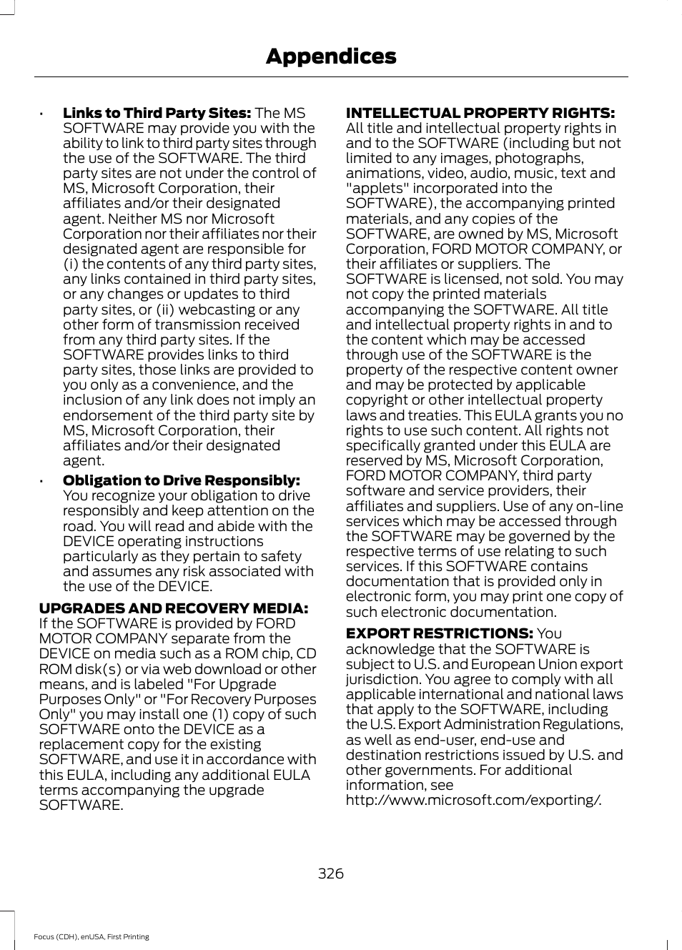 Appendices | FORD 2015 Focus Electric User Manual | Page 329 / 369