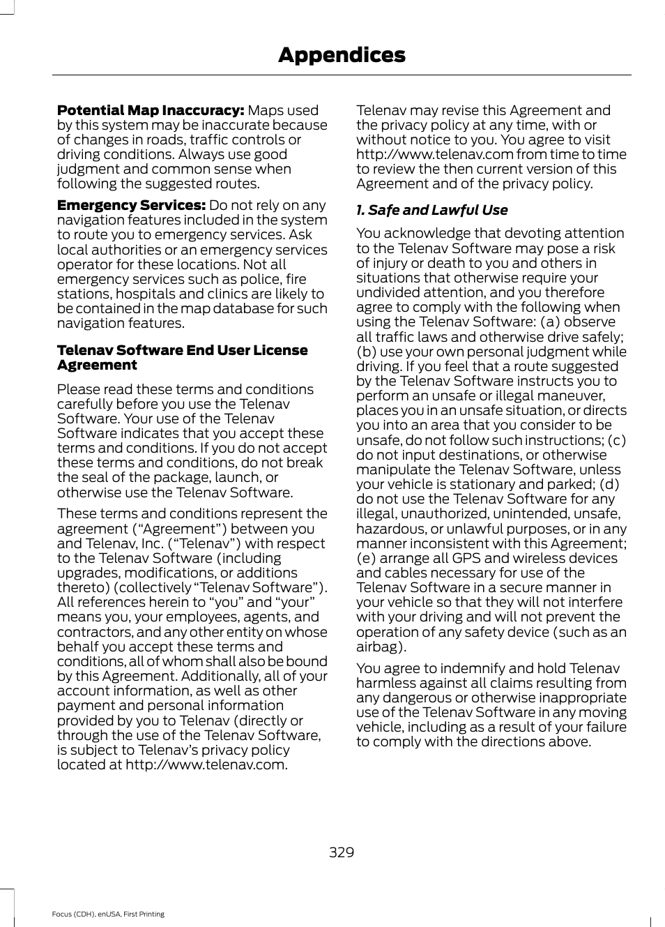 Appendices | FORD 2015 Focus Electric User Manual | Page 332 / 369