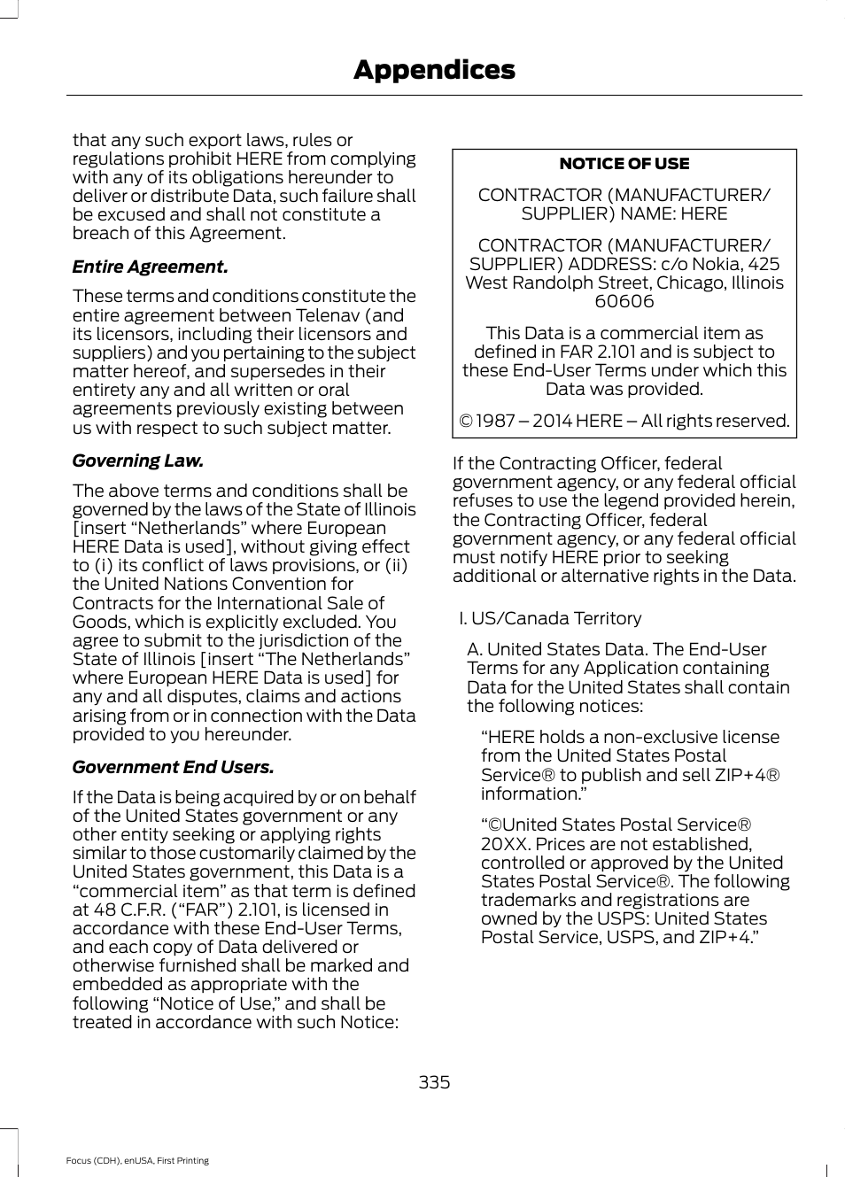 Appendices | FORD 2015 Focus Electric User Manual | Page 338 / 369