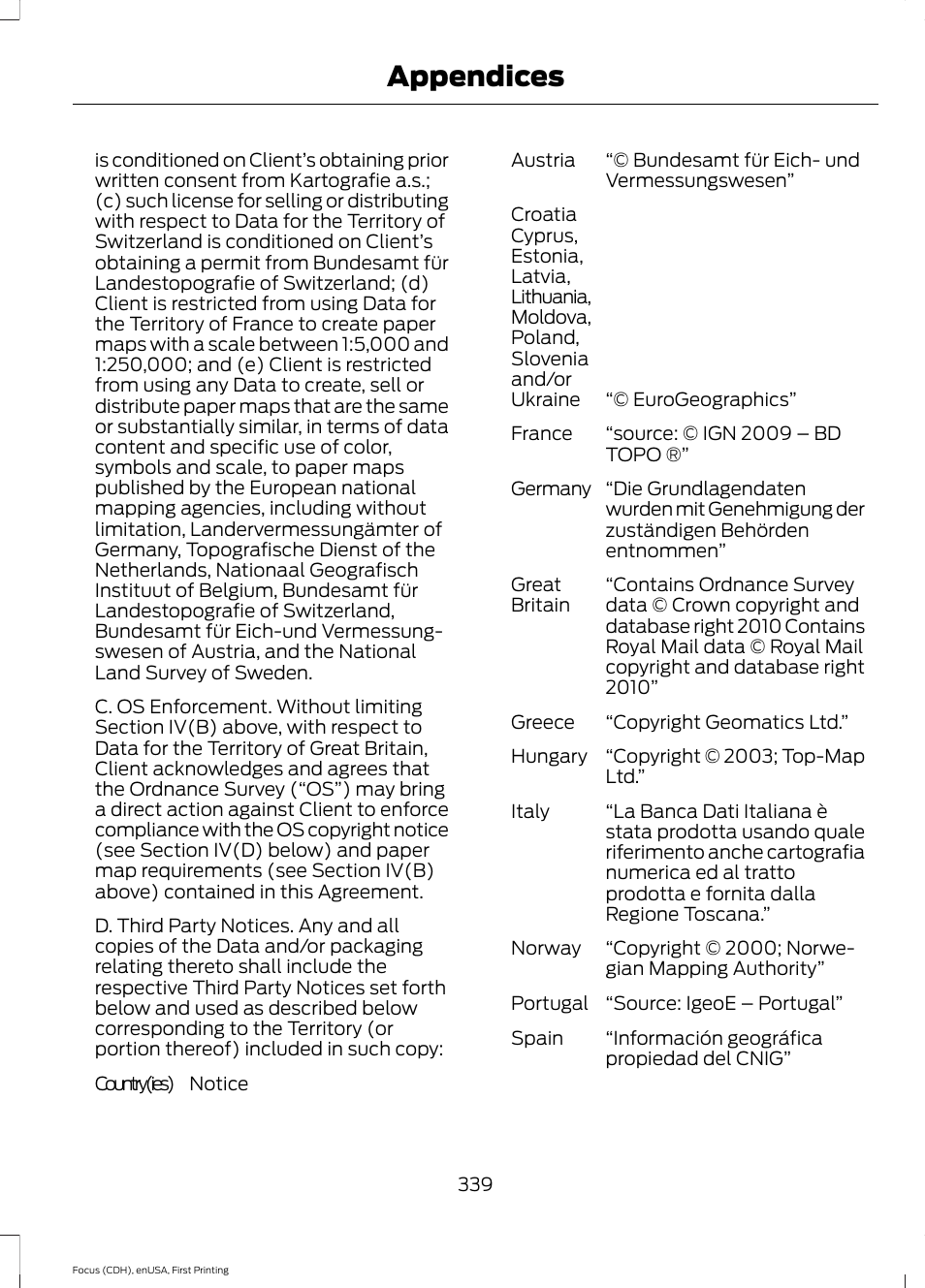 Appendices | FORD 2015 Focus Electric User Manual | Page 342 / 369