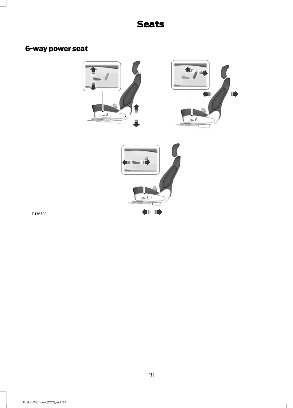 Seats | FORD 2015 Fusion User Manual | Page 134 / 488