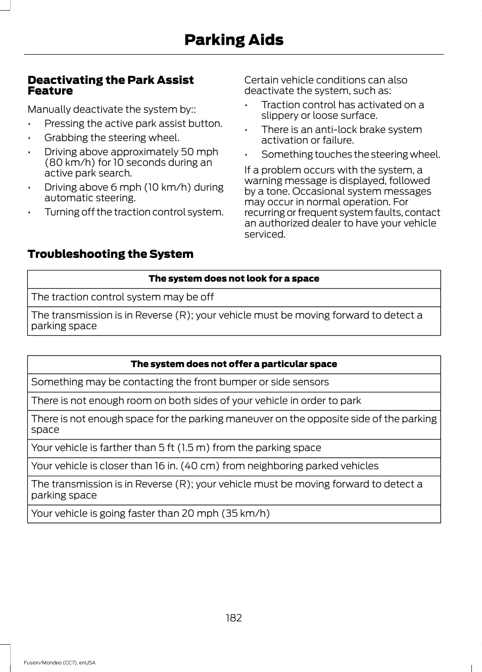 Parking aids | FORD 2015 Fusion User Manual | Page 185 / 488