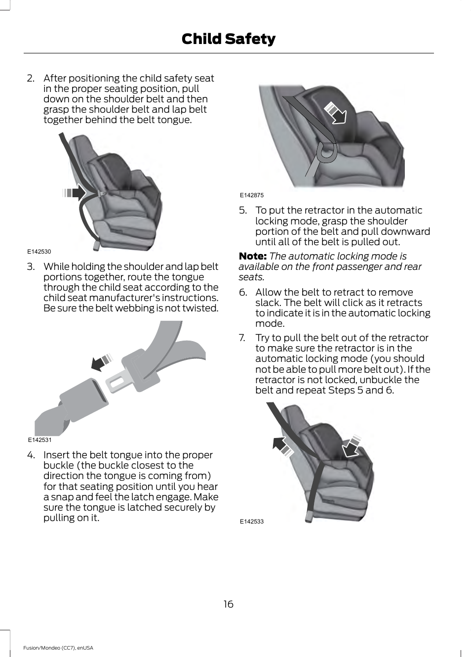 Child safety | FORD 2015 Fusion User Manual | Page 19 / 488