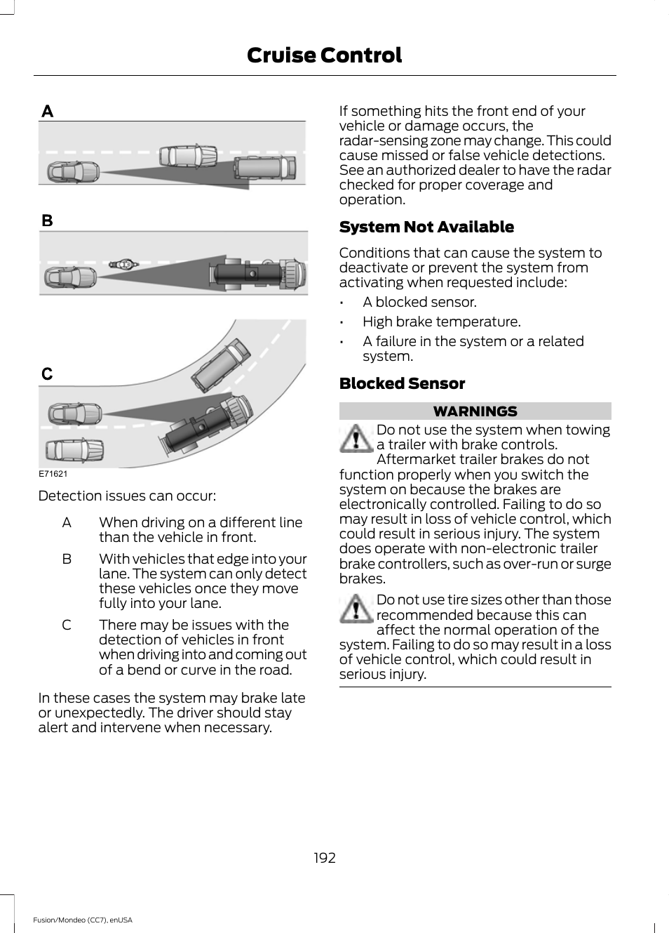 Cruise control | FORD 2015 Fusion User Manual | Page 195 / 488