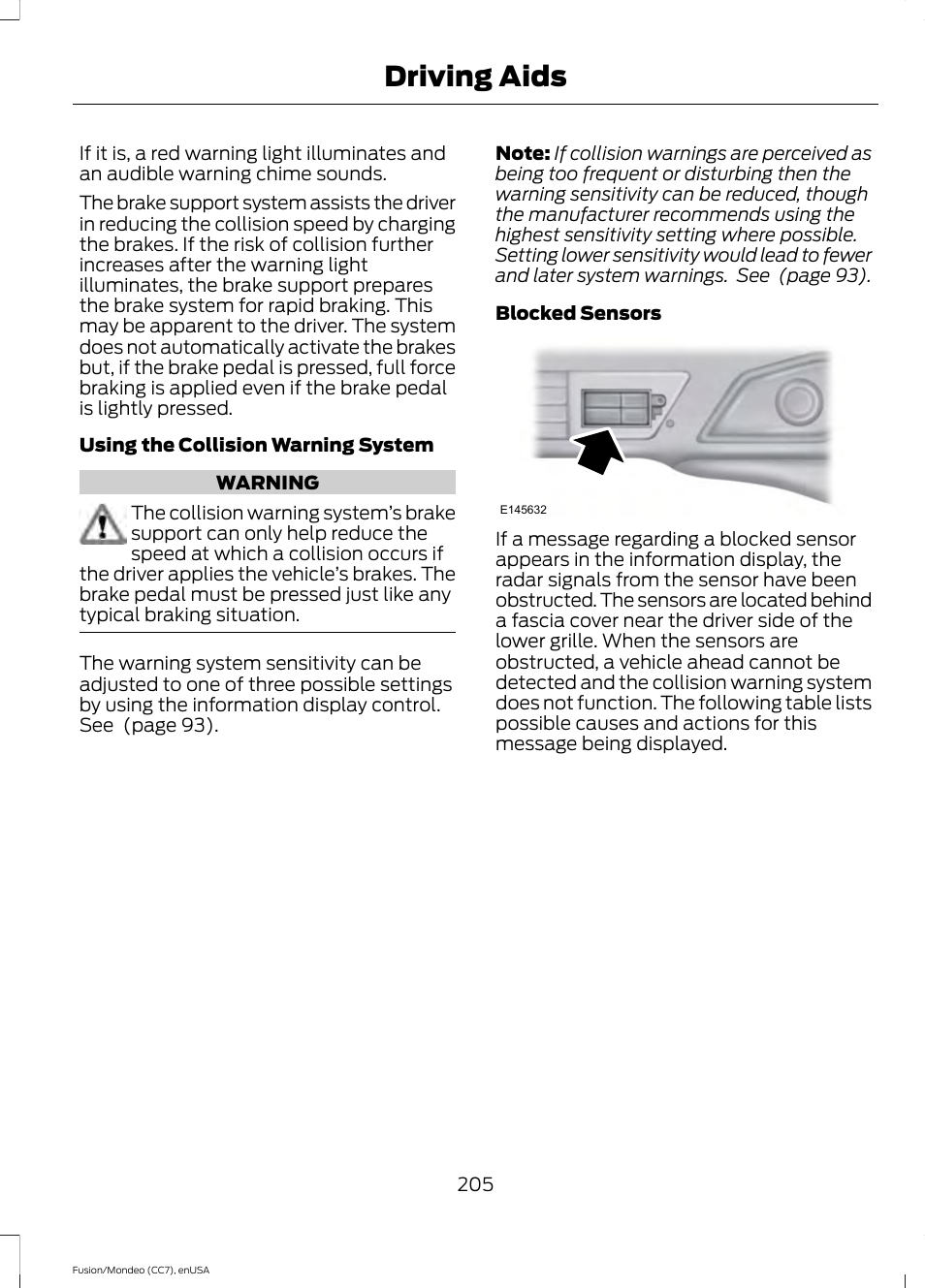 Driving aids | FORD 2015 Fusion User Manual | Page 208 / 488