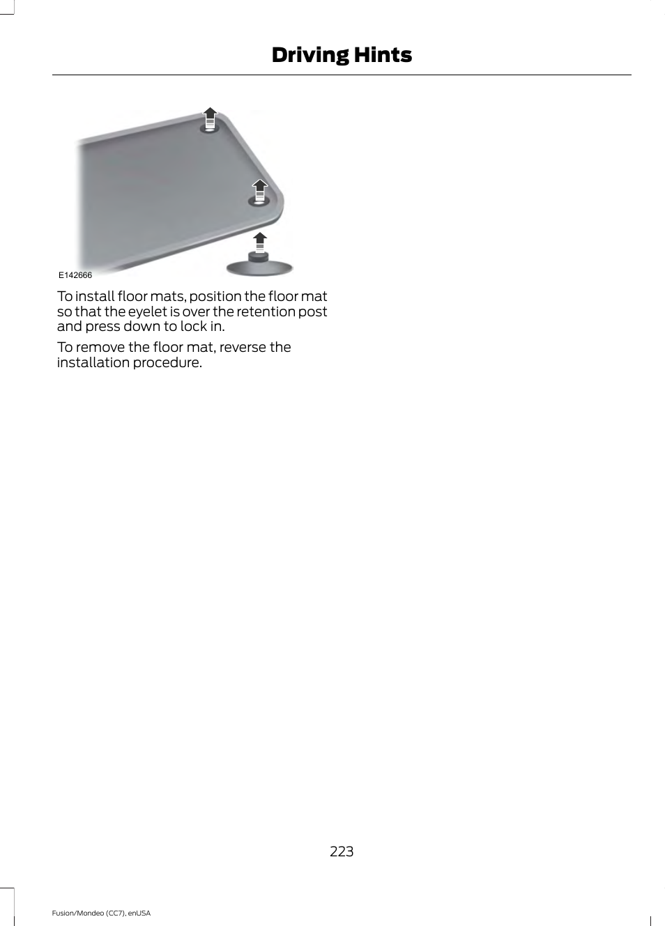 Driving hints | FORD 2015 Fusion User Manual | Page 226 / 488