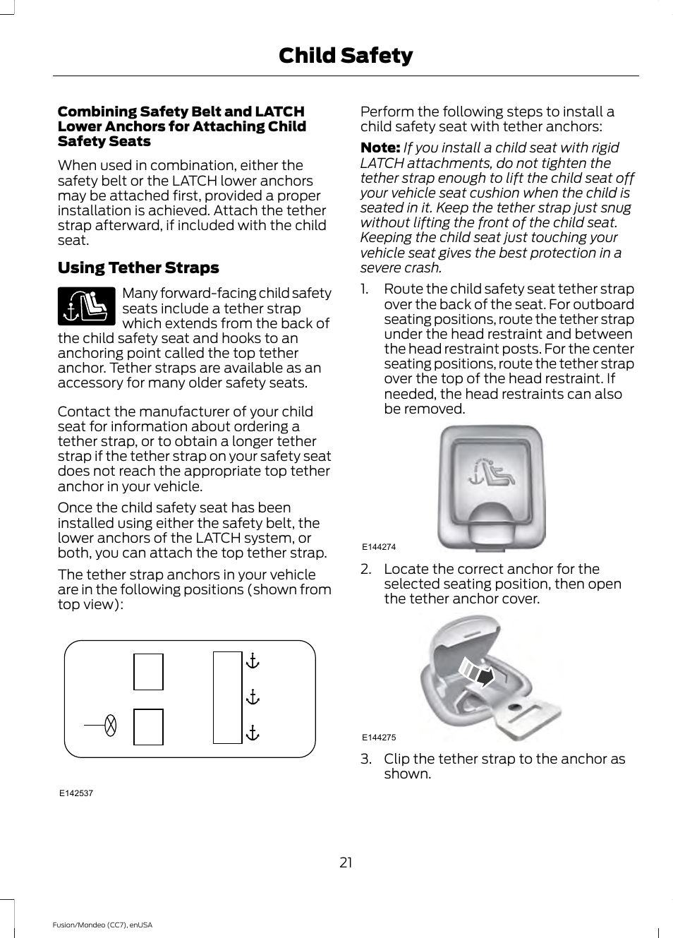 Child safety | FORD 2015 Fusion User Manual | Page 24 / 488