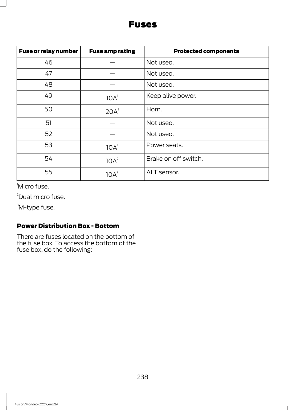 Fuses | FORD 2015 Fusion User Manual | Page 241 / 488