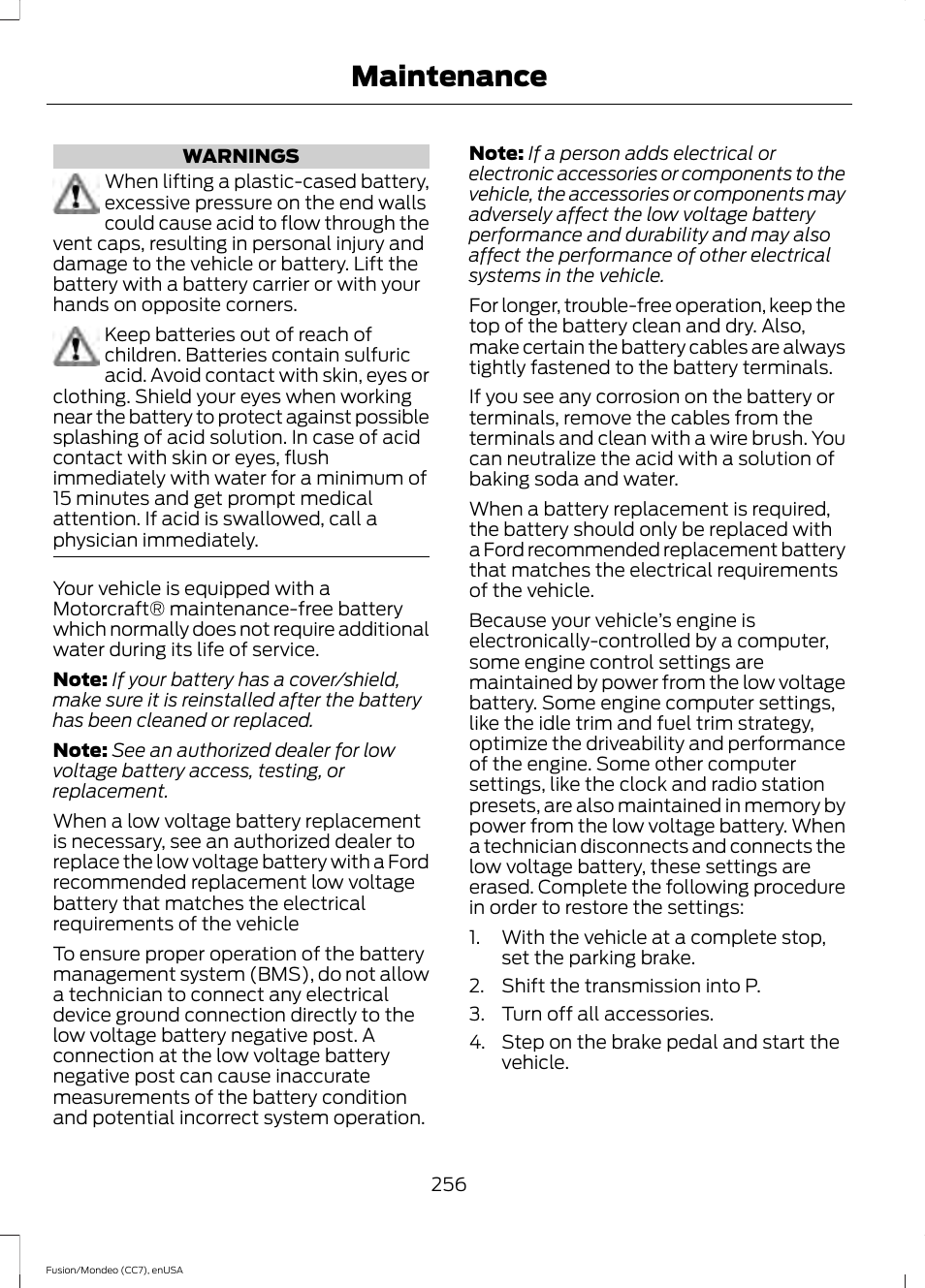 Maintenance | FORD 2015 Fusion User Manual | Page 259 / 488
