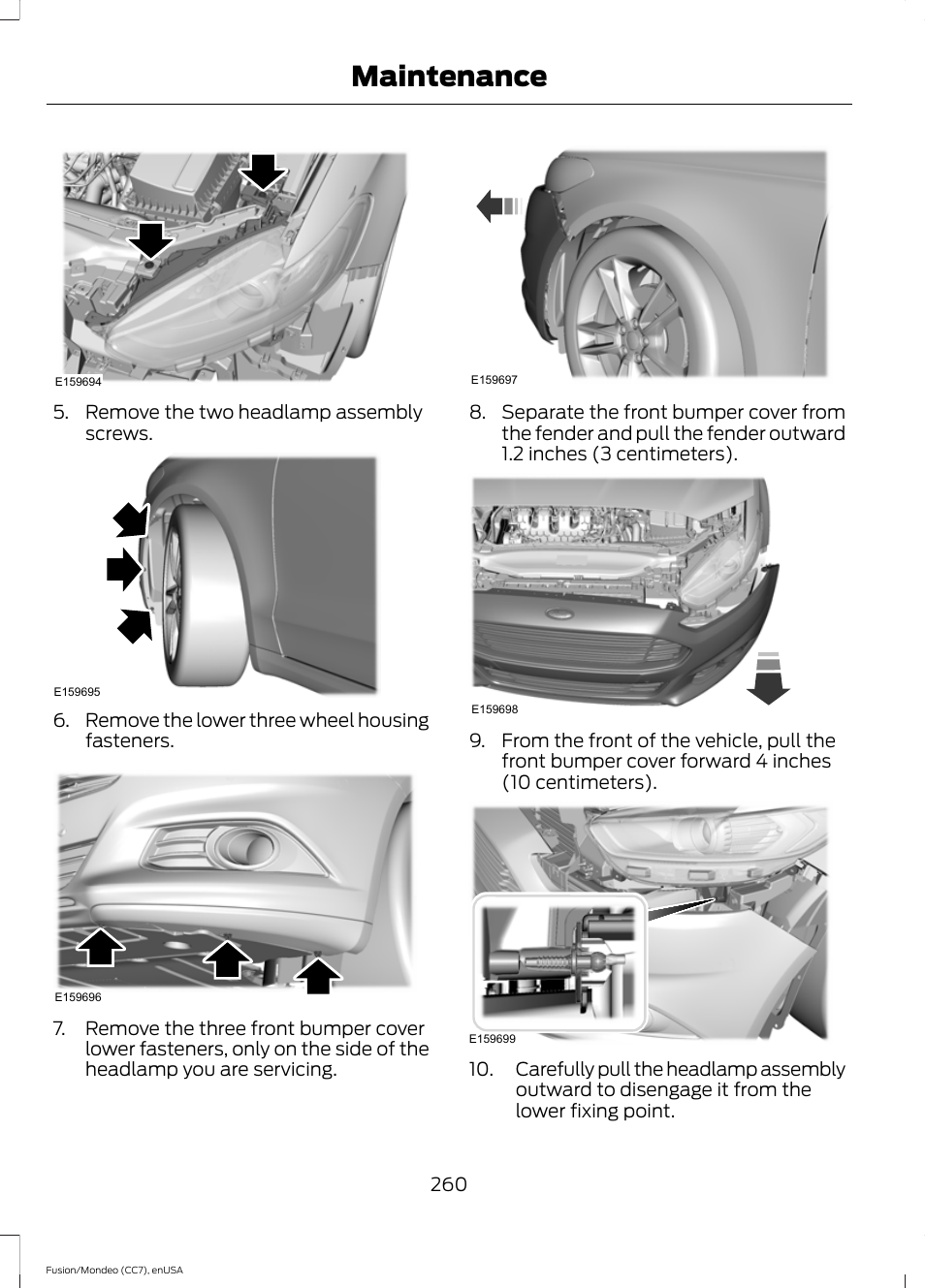 Maintenance | FORD 2015 Fusion User Manual | Page 263 / 488